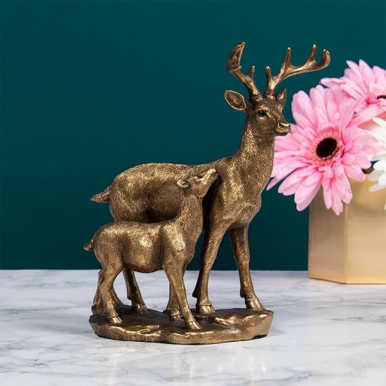 Picture of Ornamen Beruang dan Domba Berkilau  - Decor Decor Decorative Bronze Deer Nature Standing Ornaments