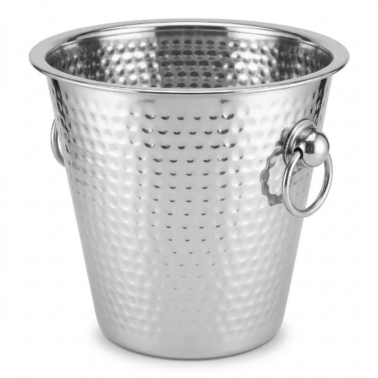 Picture of Stainless Steel Wine Bucket Deep Champagne Ice Cooler with Ring Handles Dotted Design Beverage Chiller for Parties BBQs and Celebrations