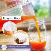 Picture of Fridge Jug Glass Water Jug with Lid - 1L Clear Water Pitcher with Ribbed Glass Design & Handle for Fridge Shelf & Everyday - Juices, Pimms & Picnics