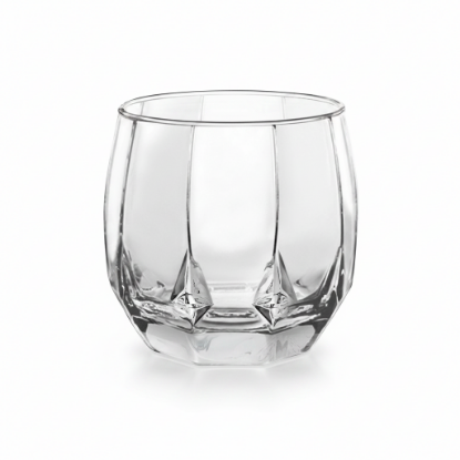 Picture of Jubilee Rock Set of 6 Tumblers 300ml Modern Cut Design Drinking Glasses for Water Whisky Cocktails and Iced Beverages Decorative Geometric Pattern Table Glassware