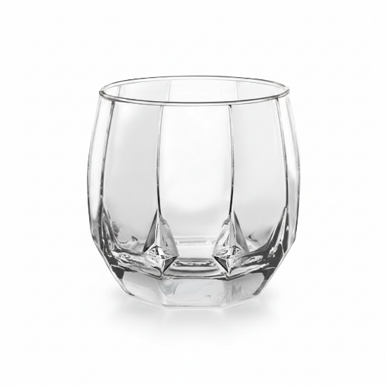 Picture of Jubilee Rock Set of 6 Tumblers 300ml Modern Cut Design Drinking Glasses for Water Whisky Cocktails and Iced Beverages Decorative Geometric Pattern Table Glassware