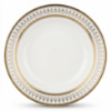 Picture of 9 Inch White Gold Royal Soup Plate 23cm Diameter Elegant Ceramic Deep Dish with Decorative Gold Rim Suitable for Soup Pasta Salad and Formal Table Settings