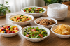 Picture of CaterGold 10 Inch Reusable Plastic Salad Bowls 8 Pack White Large Serving Bowls for Salads Fruits Snacks Desserts Parties Catering and Everyday Use Stackable Durable Design