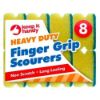 Picture of 8 Piece Finger Grip Sponges Scourers with Green Abrasive Non Scratch Side Heavy Duty Cleaning Pads for Kitchen Dishes Pots Pans and Everyday Household Cleaning