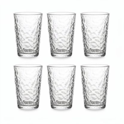 Picture of Textured Drinking Glass Clear Tumbler with Embossed Surface Design Durable Everyday Water Juice Soft Drink Glass for Home Kitchen Dining and Table Settings