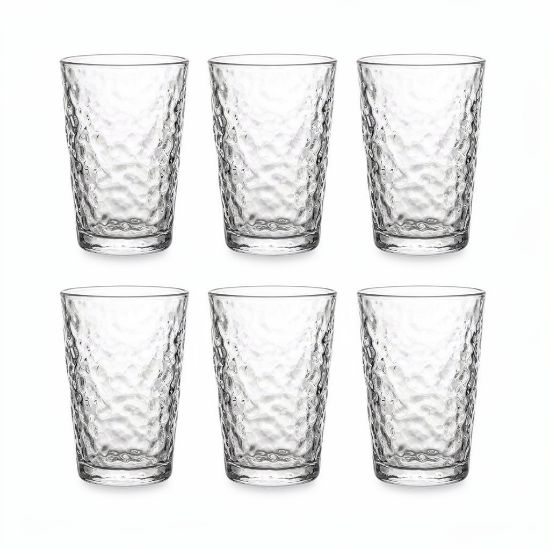 Picture of Textured Drinking Glass Clear Tumbler with Embossed Surface Design Durable Everyday Water Juice Soft Drink Glass for Home Kitchen Dining and Table Settings