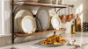 Picture of Oval Ceramic Serving Plate 30cm Length 20cm Width 3cm Height with Gold Decorative Rim Large Platter for Serving Main Dishes Salads Appetizers and Desserts Suitable for Home Dining and Special Occasions