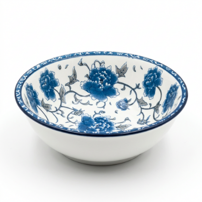 Picture of Elegant Designed Ceramic Bowl 16cm Diameter and 6cm Height with Blue Floral Pattern Decorative Serving Bowl Suitable for Salad Soup Cereal Noodles and Daily Dining Use in Home Kitchen and Table Settings