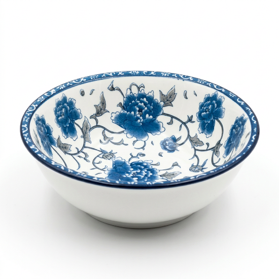 Picture of Elegant Designed Ceramic Bowl 16cm Diameter and 6cm Height with Blue Floral Pattern Decorative Serving Bowl Suitable for Salad Soup Cereal Noodles and Daily Dining Use in Home Kitchen and Table Settings