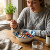 Picture of Elegant Designed Ceramic Bowl 16cm Diameter and 6cm Height with Blue Floral Pattern Decorative Serving Bowl Suitable for Salad Soup Cereal Noodles and Daily Dining Use in Home Kitchen and Table Settings