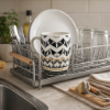 Picture of White Ceramic Art Designed Mug Approx 300ml Capacity 10cm Height and 8cm Diameter with Black and Gold Tribal Geometric Pattern Decorative Style Suitable for Tea Coffee and Hot Beverages for Daily Use in Home Office and Cafe Settings