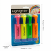 Picture of 4 Pack Chisel Tip Fluorescent Highlighters Assorted Colors Pink Yellow Green Orange Quick Dry Ink Non-Toxic Tank Style Markers for Highlighting Notes Documents School Office Study and Color Coding Tasks Smooth Ink Flow and Durable Tip for Daily Use