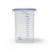 Picture of Plastic Canister 1600ml Capacity with Blue Lid Measurement Markings from 100ml to 1400ml Rectangular Shape with Secure Locking Clips for Kitchen Storage of Dry Goods and Liquids Transparent Body with Volume Scale Printed on Side