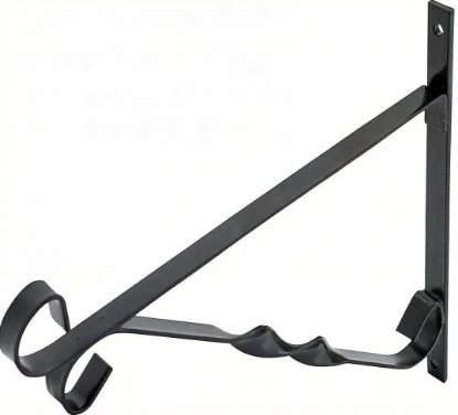 Picture of Hanging Basket Brackets 12" Wall Mounted Metal Garden Hooks Powder Coated Black Decoration Hook for Flowers Planters Bird Feeders Indoor Outdoor Use