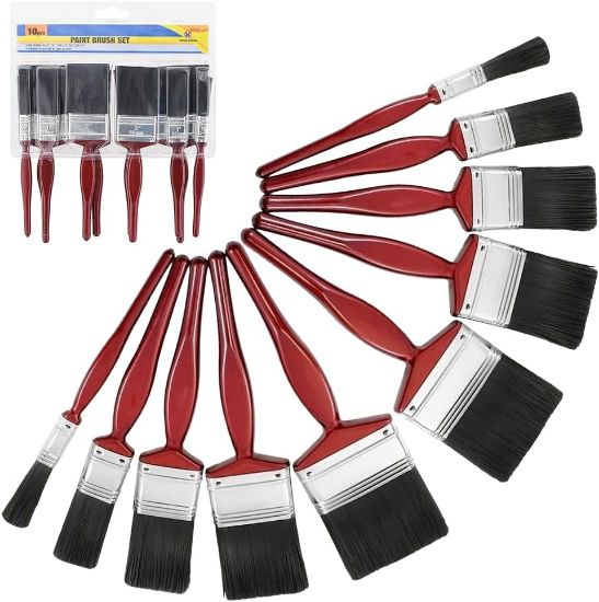 Picture of 10Pcs Professional Paint Brush Set - Painting Brushes | Tools Handle, Set Of 10 | Decorating Paint Brushes | For Walls And Ceilings, Ideal For Home & Workshop Use - DIY