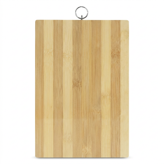 Picture of Bamboo Chopping Board | Cutting Board 38x28cm Size 1.5cm Thick Striped Pattern with Hanging Loop for Kitchen Use Suitable for Cutting Vegetables Fruits Bread and Other Foods for Daily Meal Preparation and Food Processing Tasks
